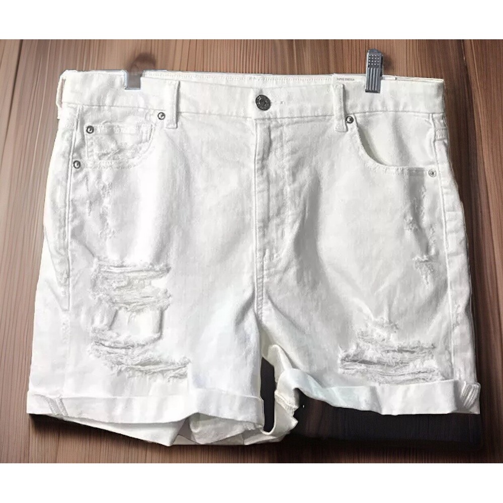 NWT AMERICAN EAGLE Curvy Hi Rise Shortie Super Stretch Jean Shorts Women's 16